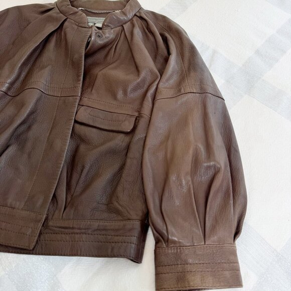 Proenza Schouler Roll Collar Brown Leather Jacket | Size 2 | NWT Color Variation - Picture 13 of 16